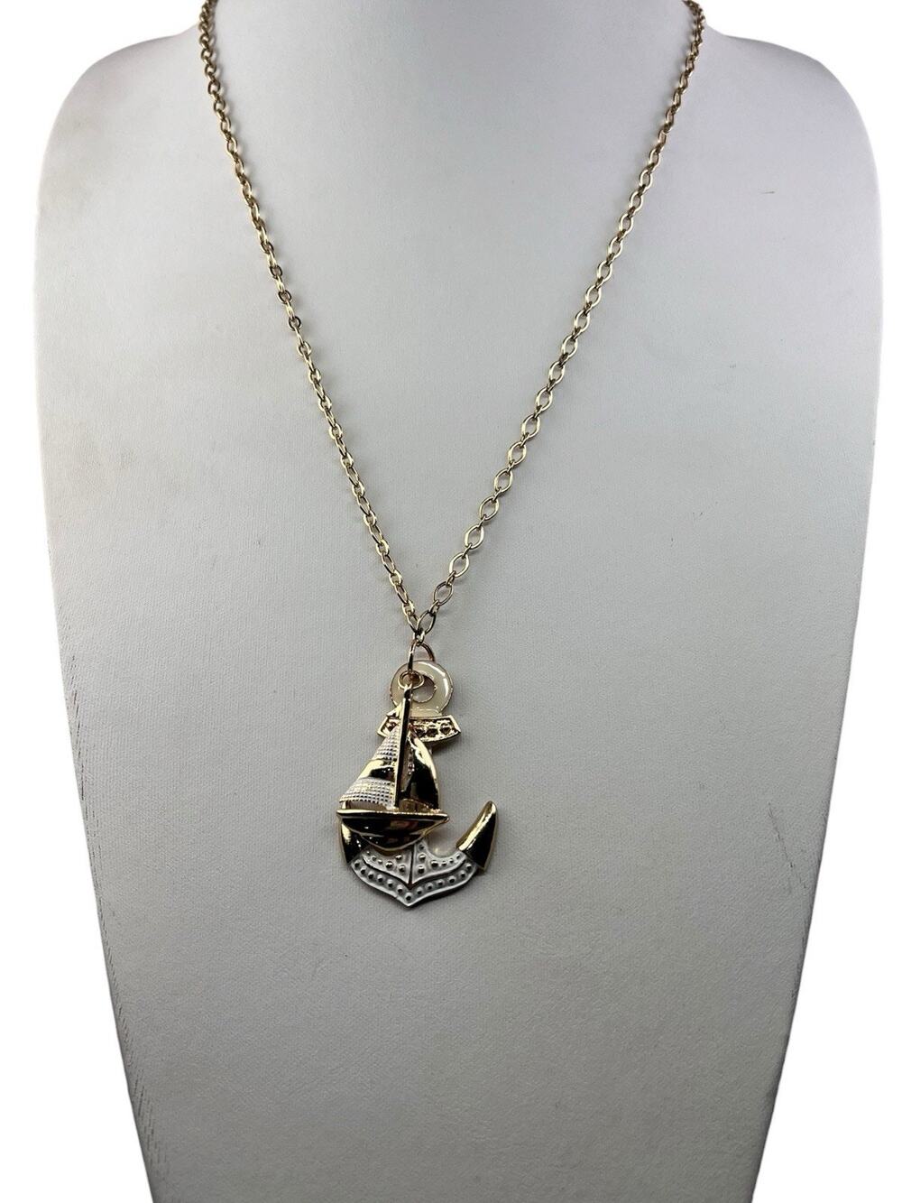 Lilly Pulitzer 33" Long Gold Tone Necklace Anchor & Sailboat Pendants